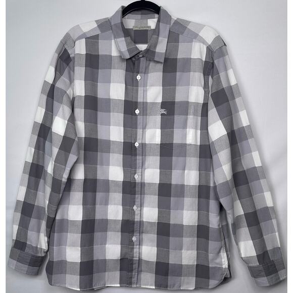 Burberry Brit Other - Burberry Brit Gray White Plaid Check Button Down Shirt Mens XL Equestrian Knight